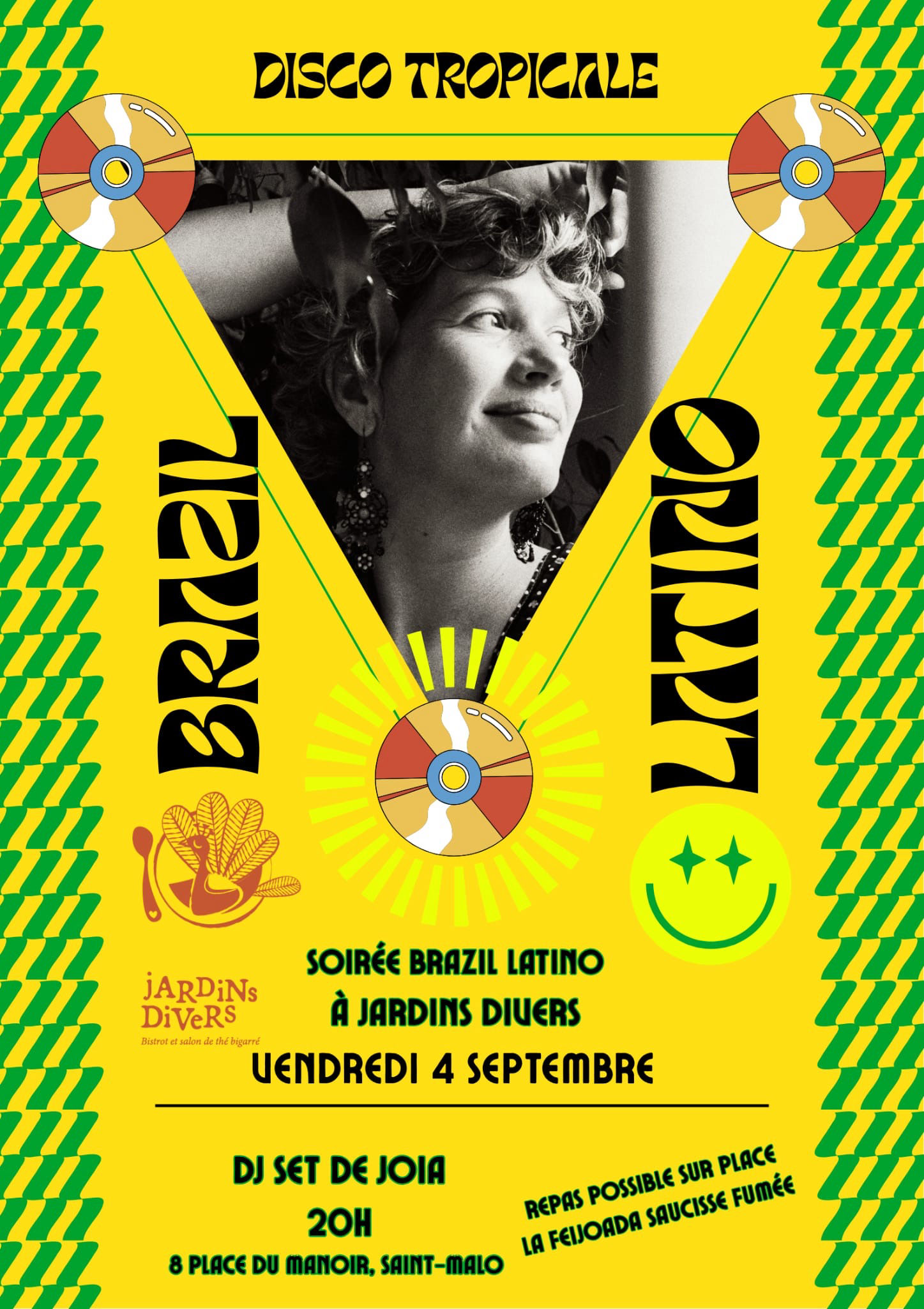Affiche Soirée Brazil Latino — vendredi 4 septembre à 20h, DJ set de Joia — Jardins Divers, Saint-Malo